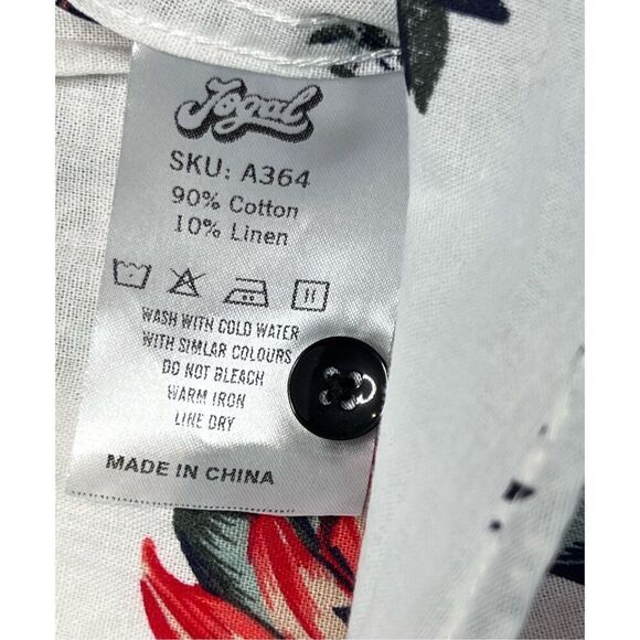 Jogal Pineapple Floral Tropical Linen Blend Spread Collar White Shirt sz XXL NWT - Picture 9 of 10